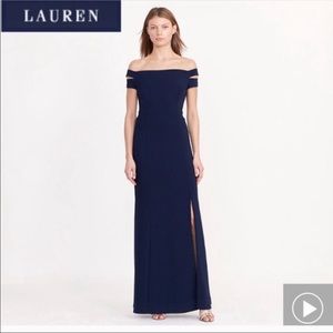 Lauren Ralph Lauren Navy off the shoulder long gown floor length dress 2